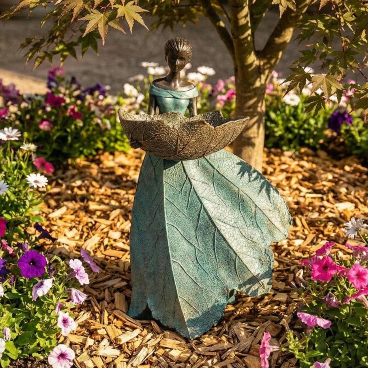 DiliComing green fairy statue for outdoor spaces brings a serene vibe