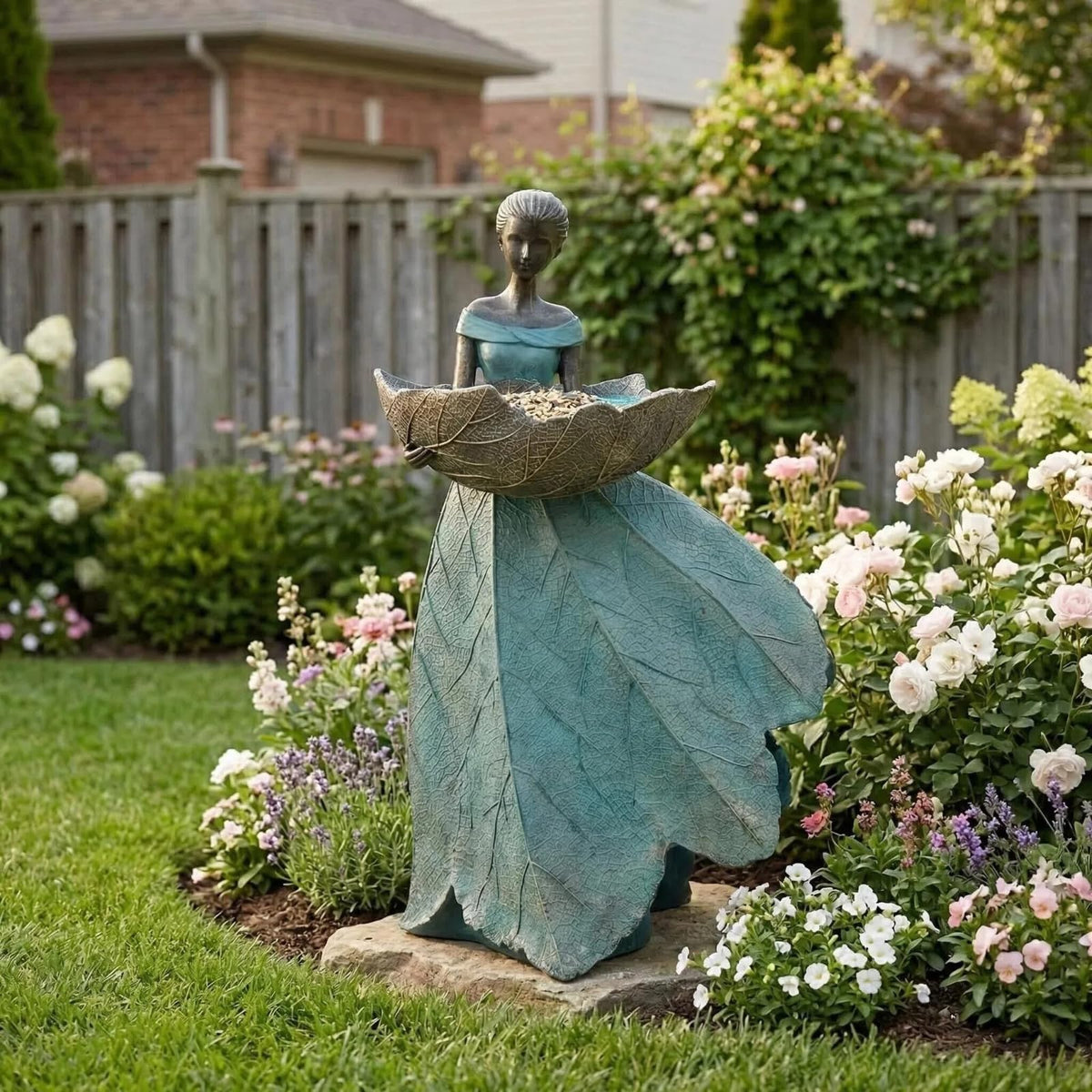DiliComing outdoor garden statue in green suits patios and beds