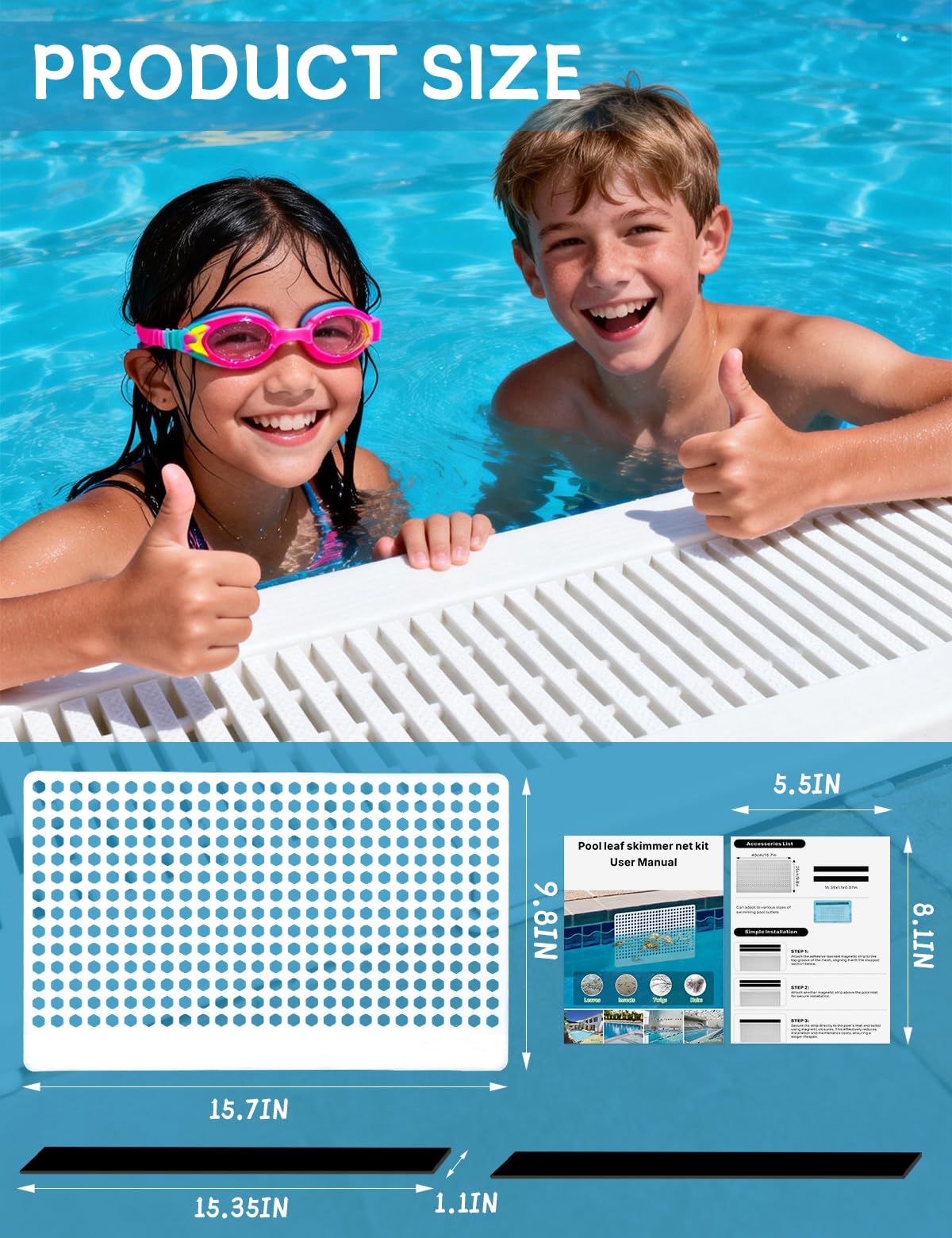 Diltik skimmer guard magnet attachment enables easy removal during cleaning.