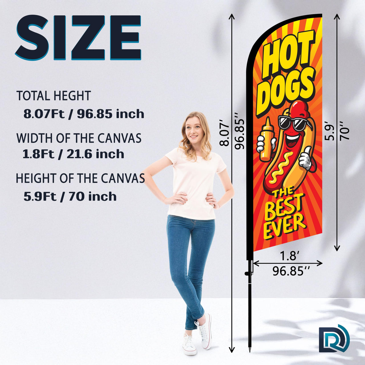DIMARONGTON 8ft feather flag boosts visibility for street food stands.