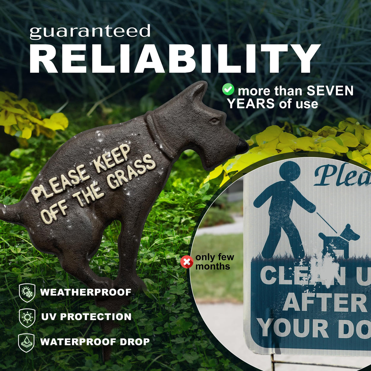 DIMARONGTON built-in ground stake sign for easy soil installation along walkways.
