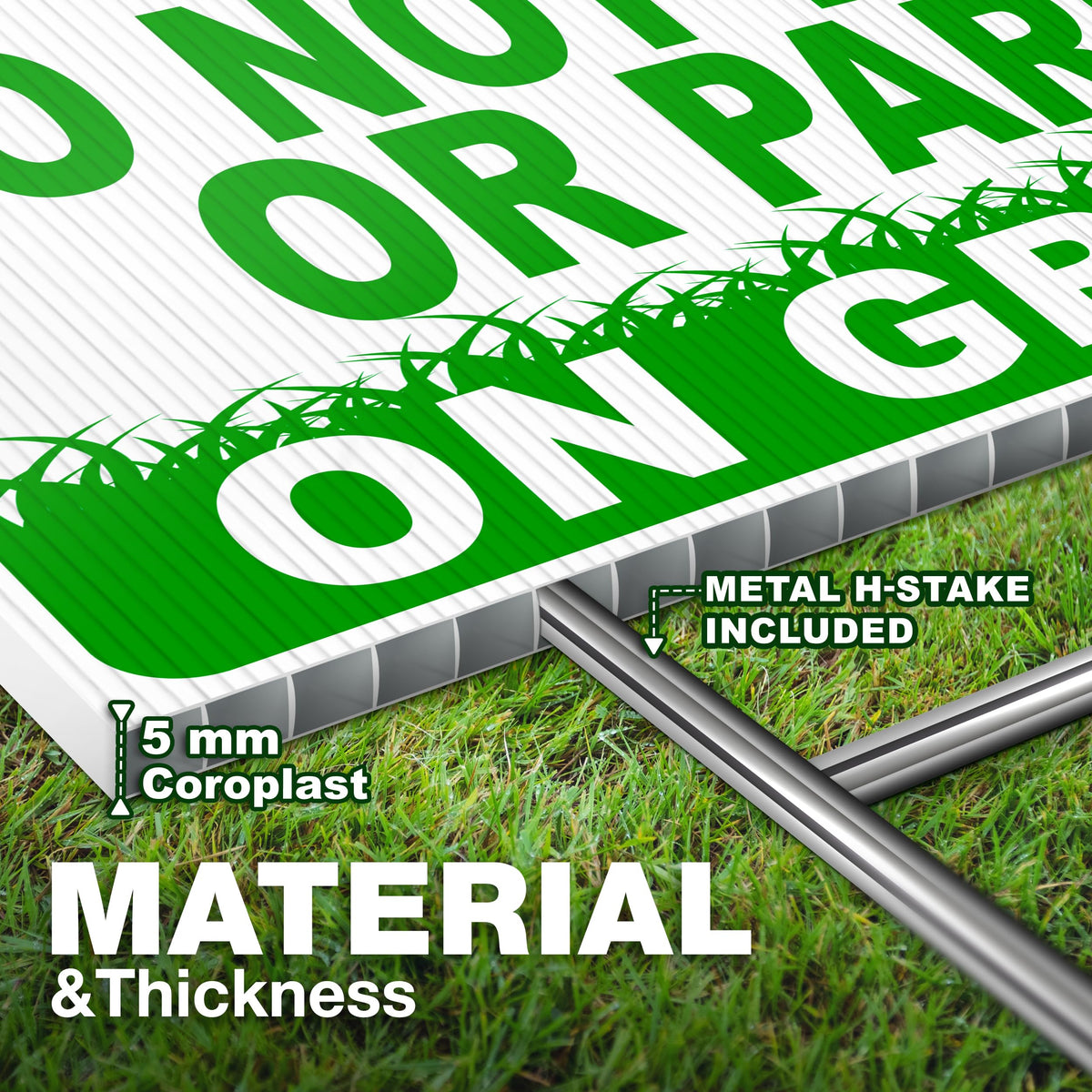 DIMARONGTON coroplast yard sign material offers lightweight weather resistance.