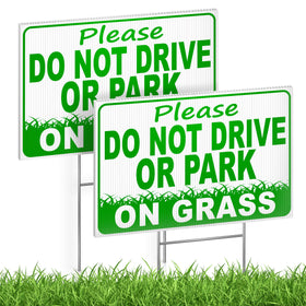 DIMARONGTON do not drive on grass sign front view guides vehicles away from lawns.