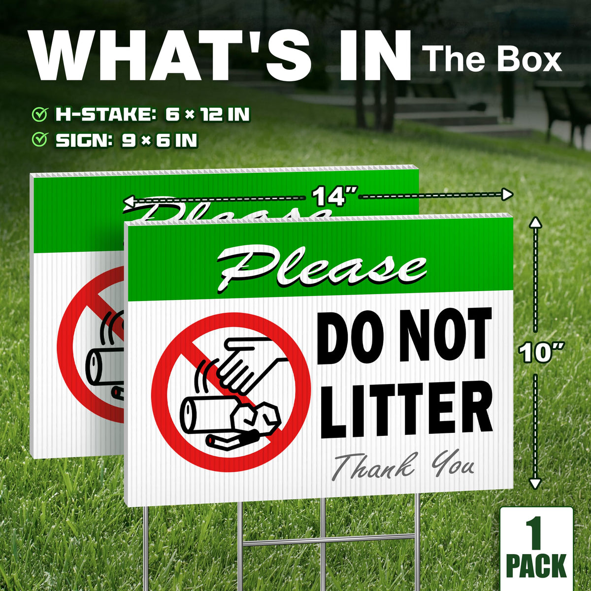 DIMARONGTON h-type-stake keeps the sign securely anchored outdoors.