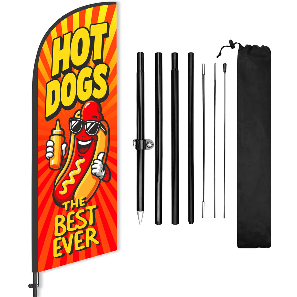 DIMARONGTON hot dog flag banner stands tall to attract customers from afar.