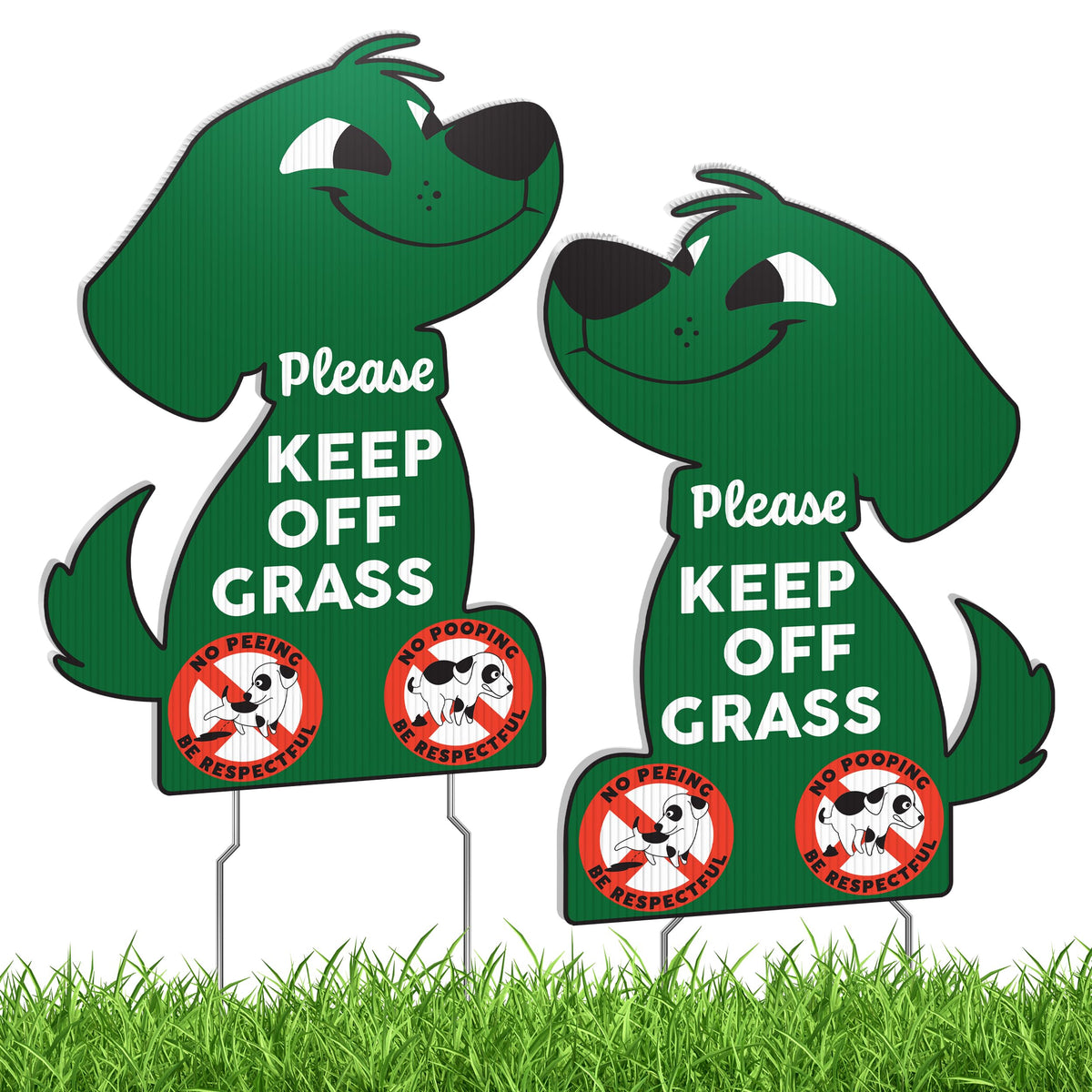 DIMARONGTON keep-off-grass sign with dog-shaped green design deters lawn trespasses.