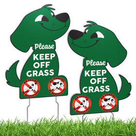 DIMARONGTON keep-off-grass sign with dog-shaped green design deters lawn trespasses.