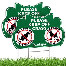 DIMARONGTON Keep Off Grass Sign front view clearly communicates no-dog access for lawn protection