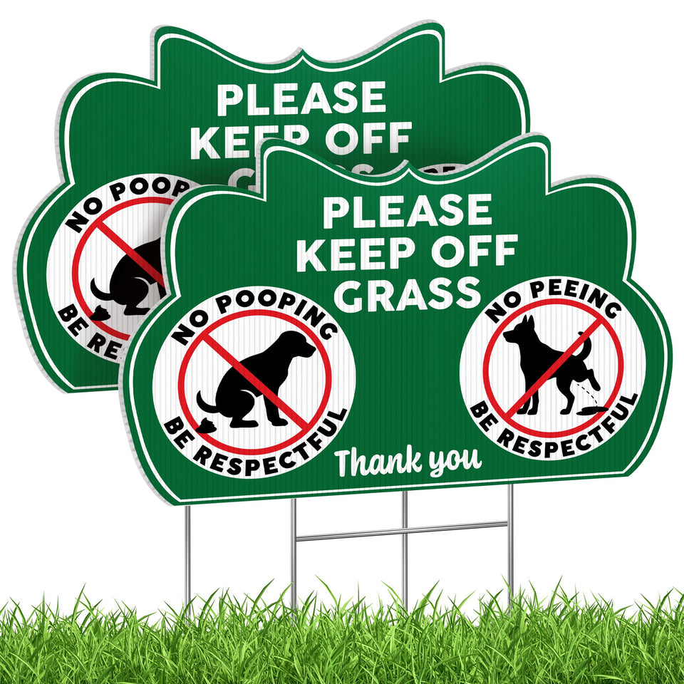 DIMARONGTON Keep Off Grass Sign front view clearly communicates no-dog access for lawn protection