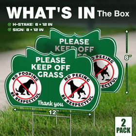 DIMARONGTON Keep Off Grass Sign side view shows double-sided visibility from multiple angles