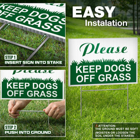 Dimarongton-metal-h-stakes enable quick installation in soil and grass.