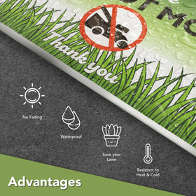 DIMARONGTON no mow sign helps deter foot traffic and protect seeded areas.