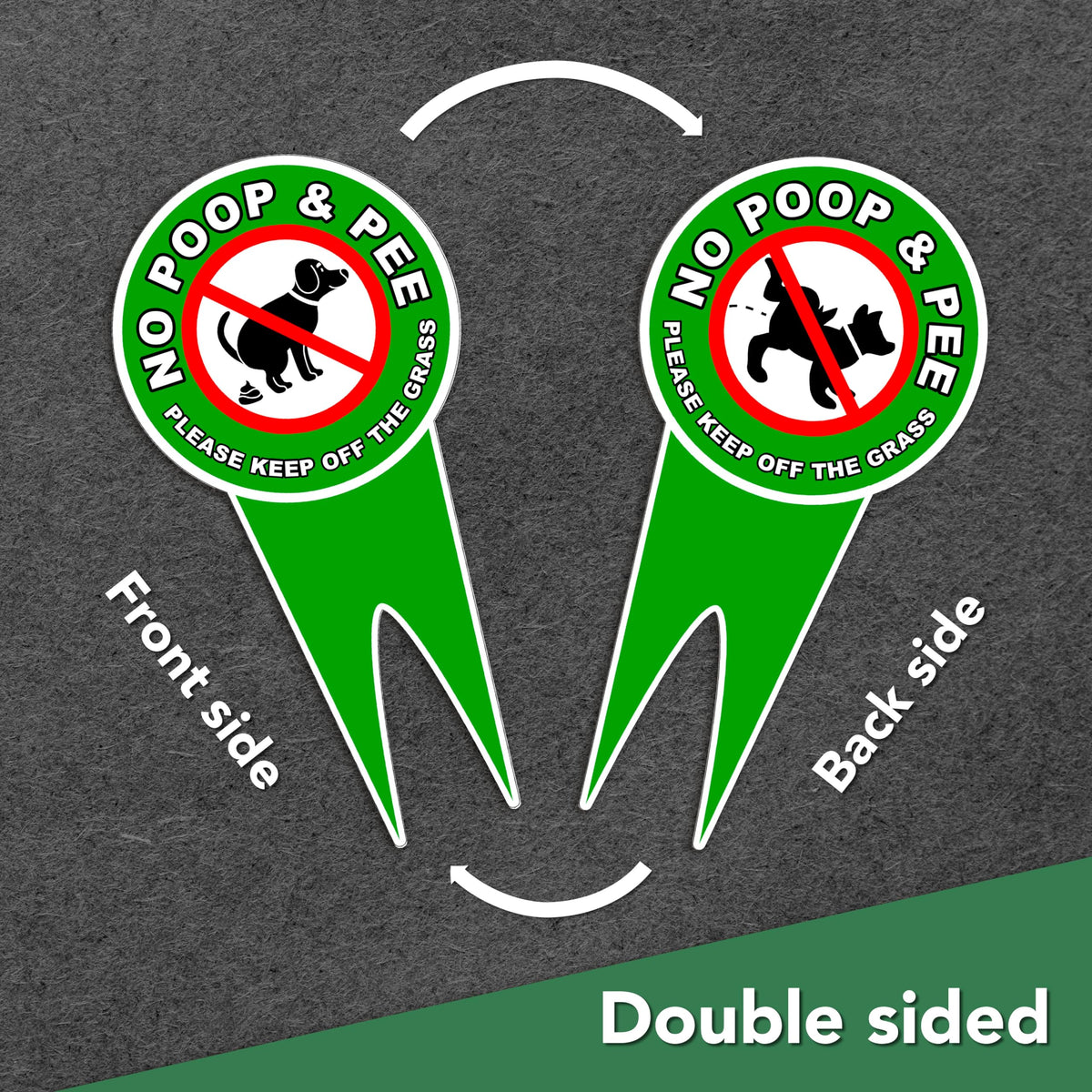 DIMARONGTON no-dogs-allowed sign on Dibond during setup for outdoor use.