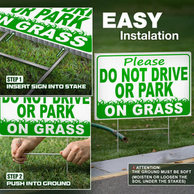 DIMARONGTON no-parking sign set promotes clear lawn-area messages outdoors.
