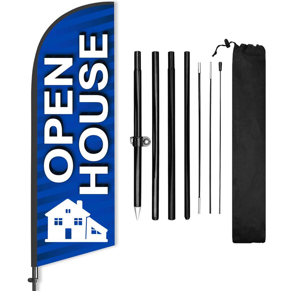 DIMARONGTON open-house-flag-8ft with blue banner improves street visibility for listings