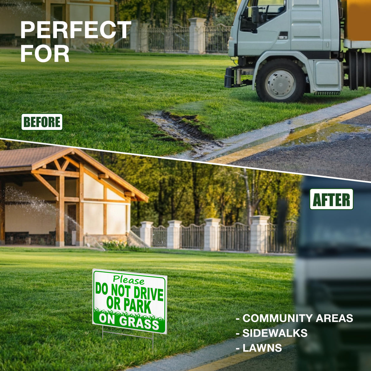 DIMARONGTON double-sided design stays readable from multiple approaches.