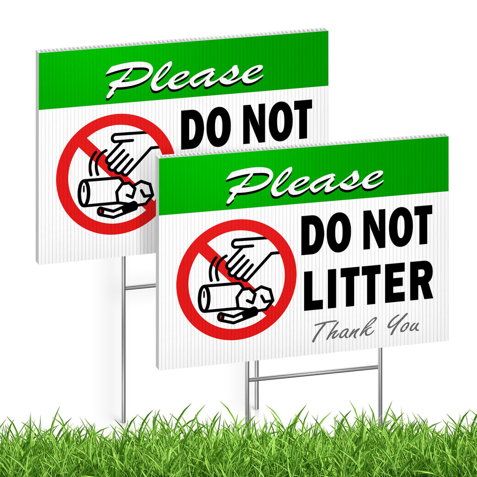 DIMARONGTON please-do-not-litter-sign-14x10 double-sided for high visibility.