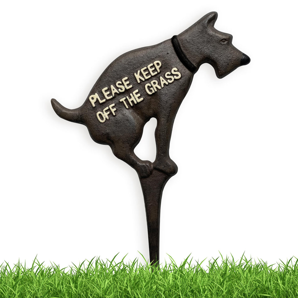 DIMARONGTON please keep dogs off grass sign, cast iron for durable outdoor boundary.