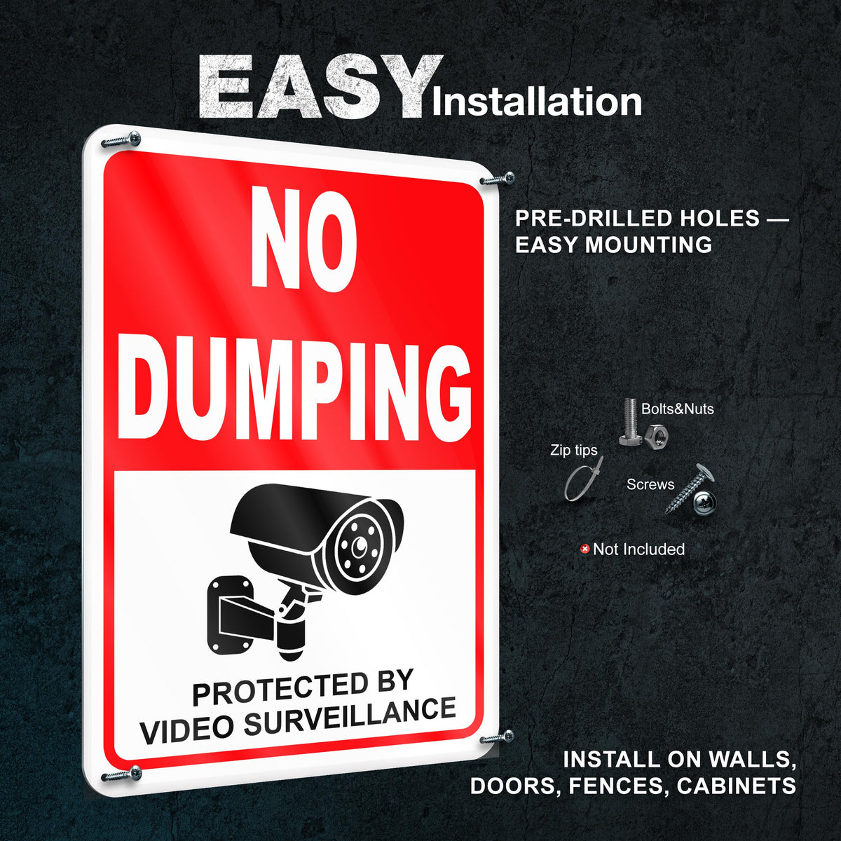 DIMARONGTON signs with pre-drilled holes for quick mounting
