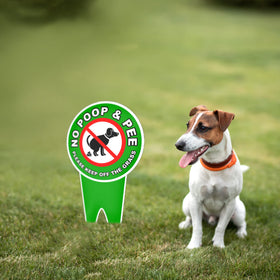 DIMARONGTON discreet-flower-bed-sign blends with landscaping while deterring pet waste.