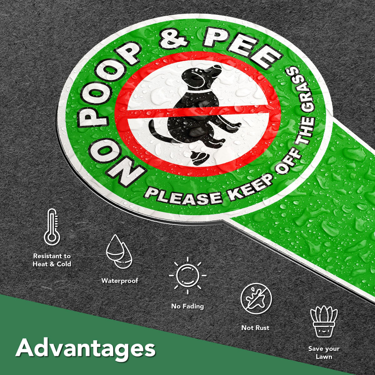 DIMARONGTON weatherproof-yard-sign helps keep grass clean in varying weather.