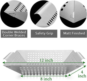 DIMESHY grill basket with vegetables on grill demonstrates even heat and containment