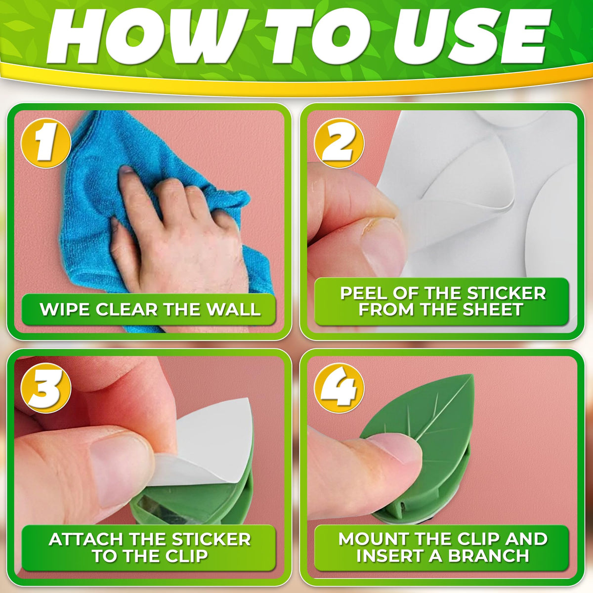 DIMROM easy installation—peel, press, and hold for quick setup.