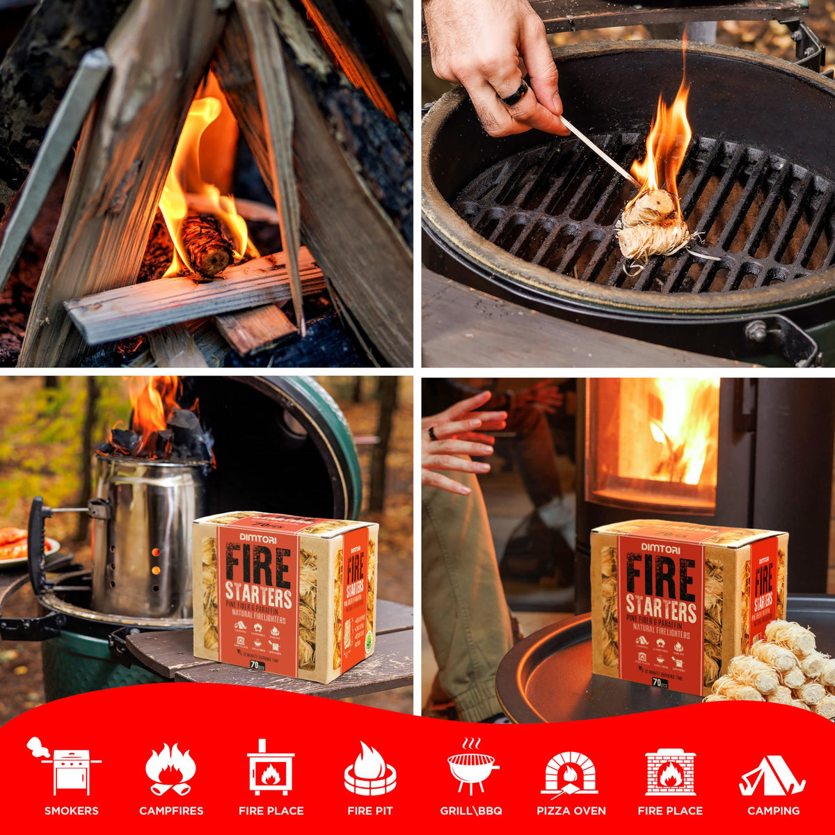 DIMTORI eco-friendly pine shavings used in a natural ignition process