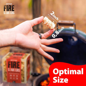 DIMTORI fire starter by a fire pit highlighting outdoor ambiance and heat