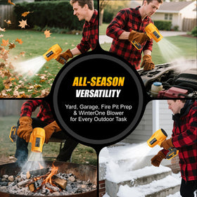 Dinftin brushless cordless leaf blower all-season use for cars, gutters, and patios.