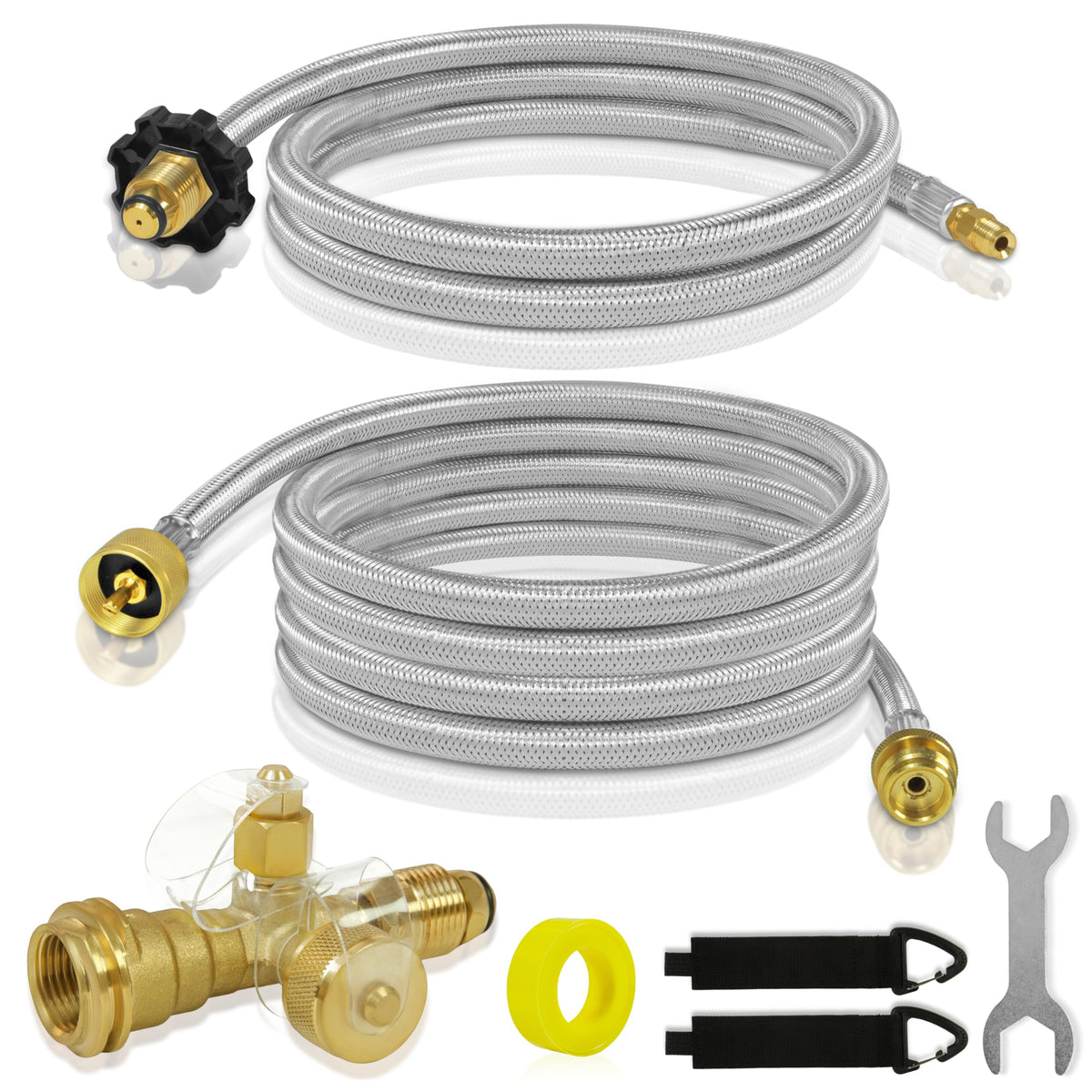Dingbaayee Extend Stay kit brass tee 4-port for versatile RV propane connections