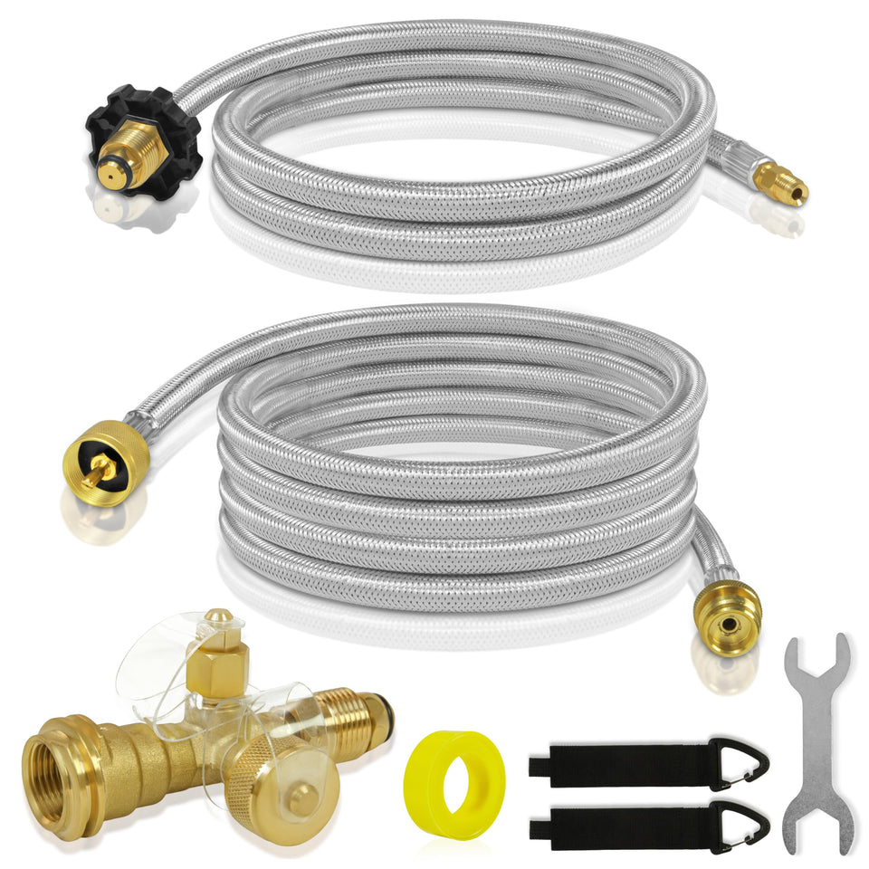 Dingbaayee Extend Stay kit brass tee 4-port for versatile RV propane connections