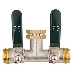 DINGBAI brass two-way hose splitter enables simultaneous watering.