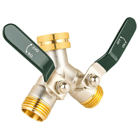 DINGBAI 2-way brass hose splitter with full flow for gardening tasks