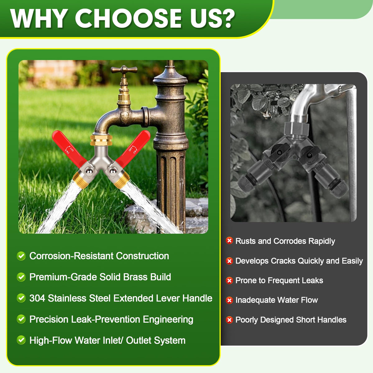 DINGBAI outlet-21mm ensures unobstructed flow to multiple hoses.
