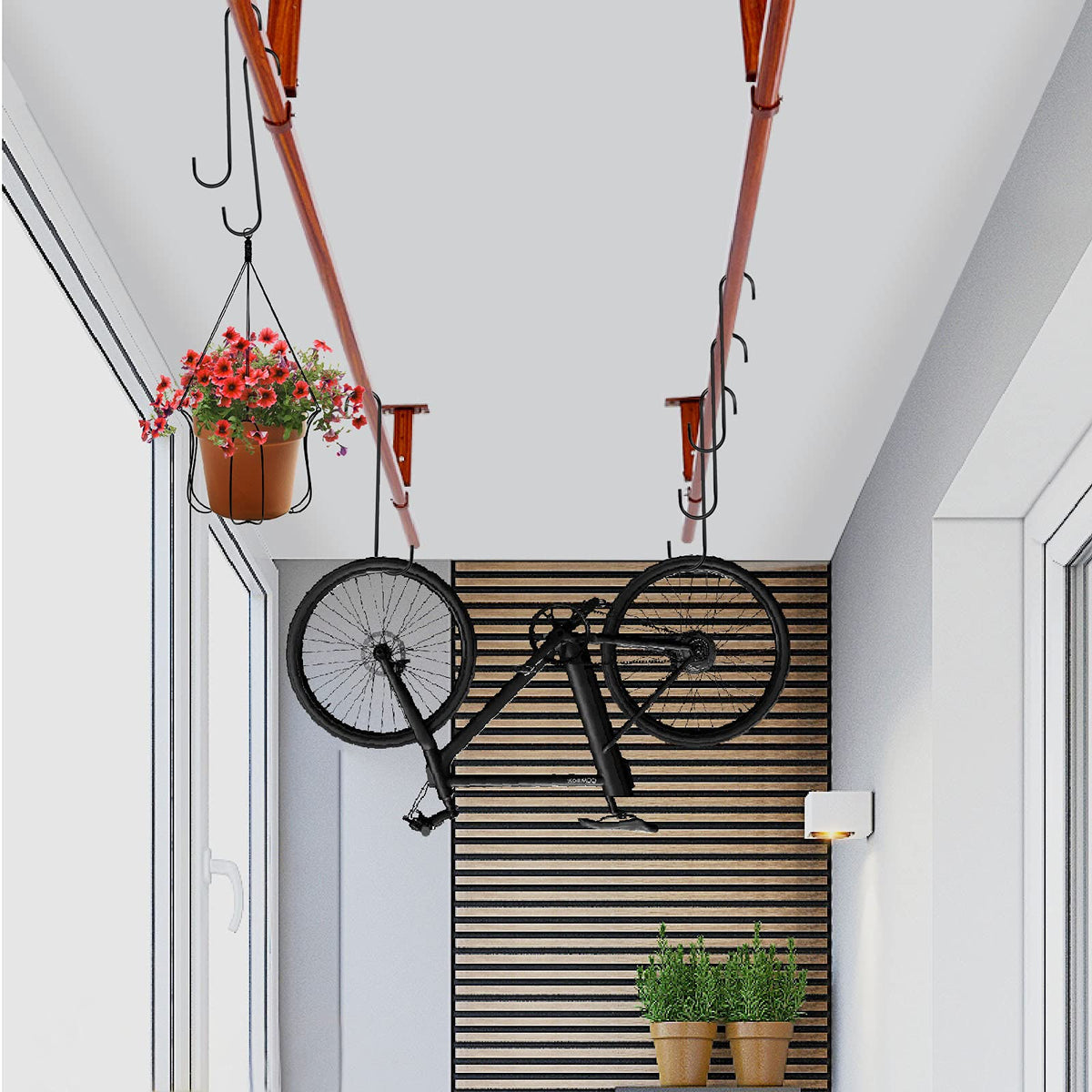 DINGEE S-hook organizing kitchen utensils on a rail