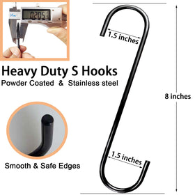 DINGEE stainless steel S Hook in closet keeps heavy items organized without wall damage.