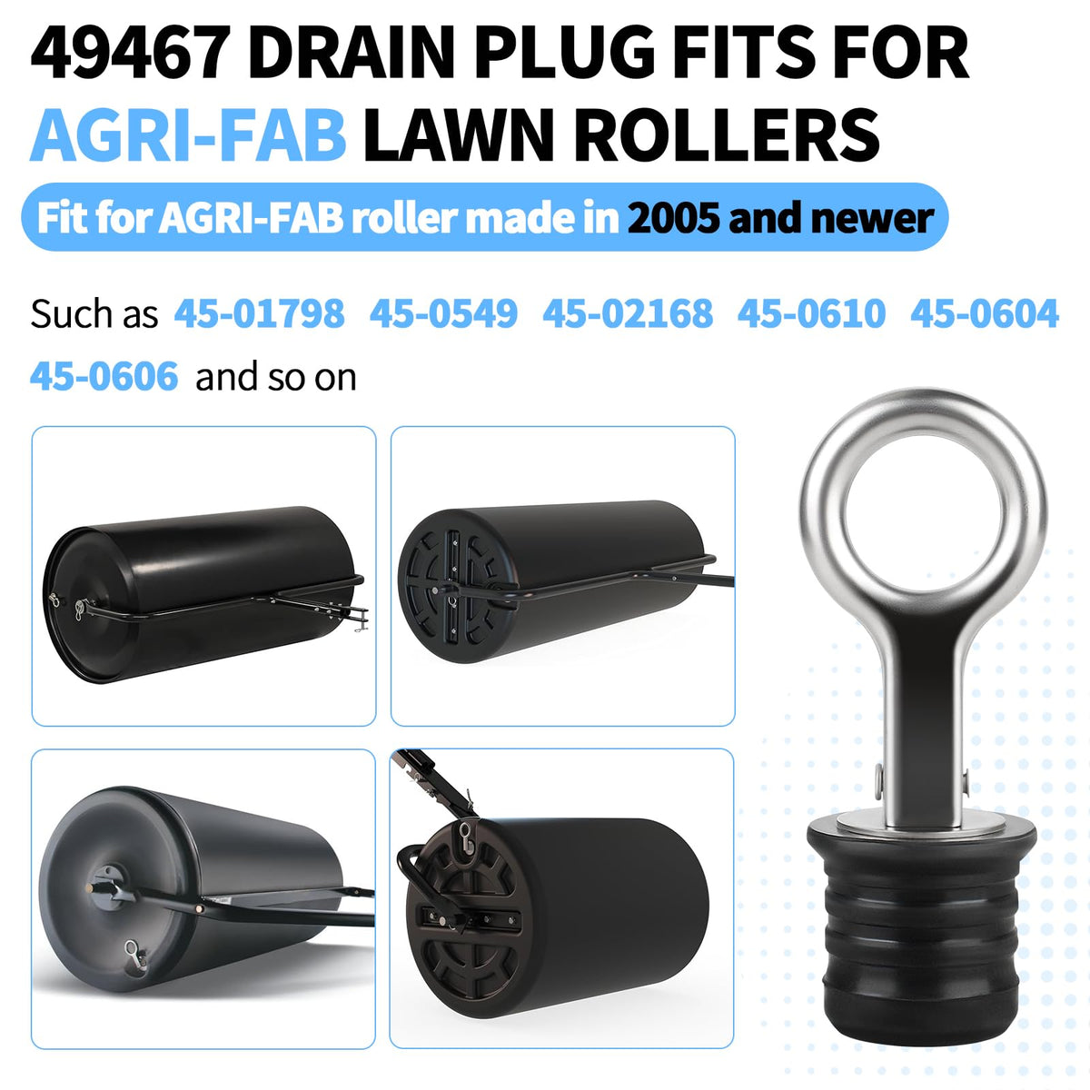 Dinlon easy-install lawn roller drain plug for quick maintenance and less downtime.