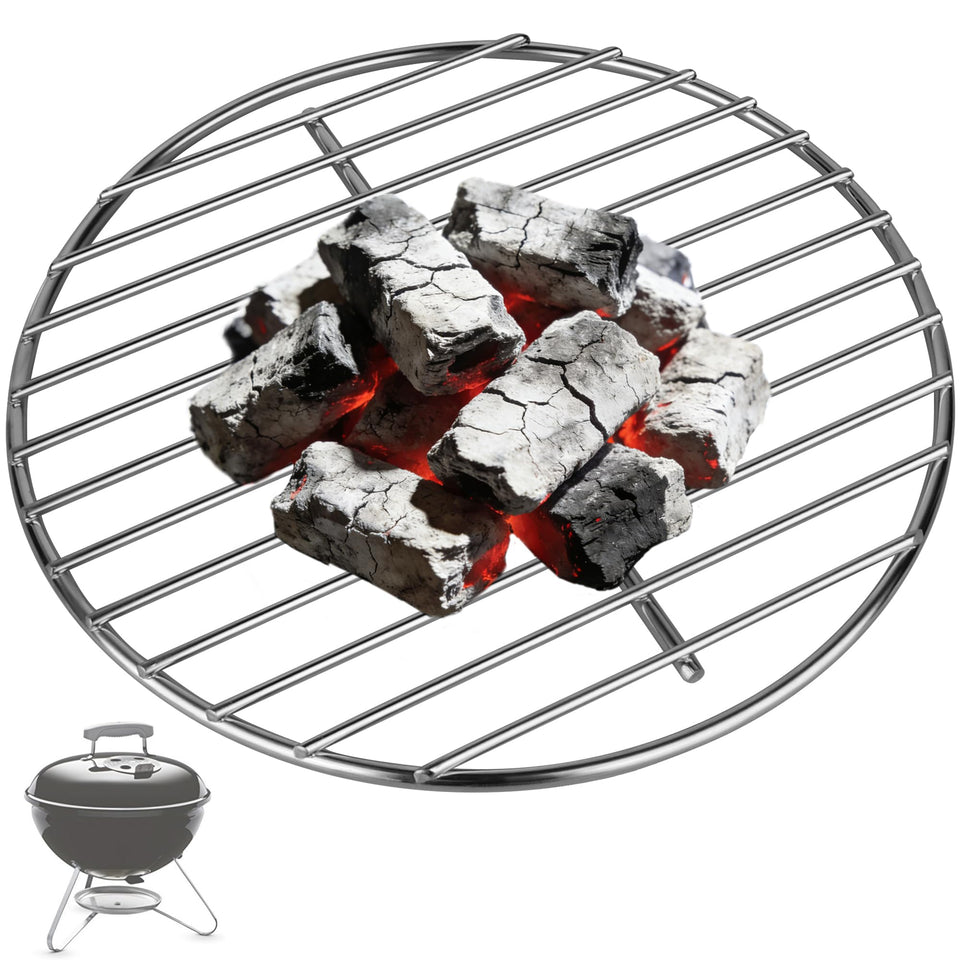 Dinlon 10.5-inch grate on Weber Smokey Joe for even heat