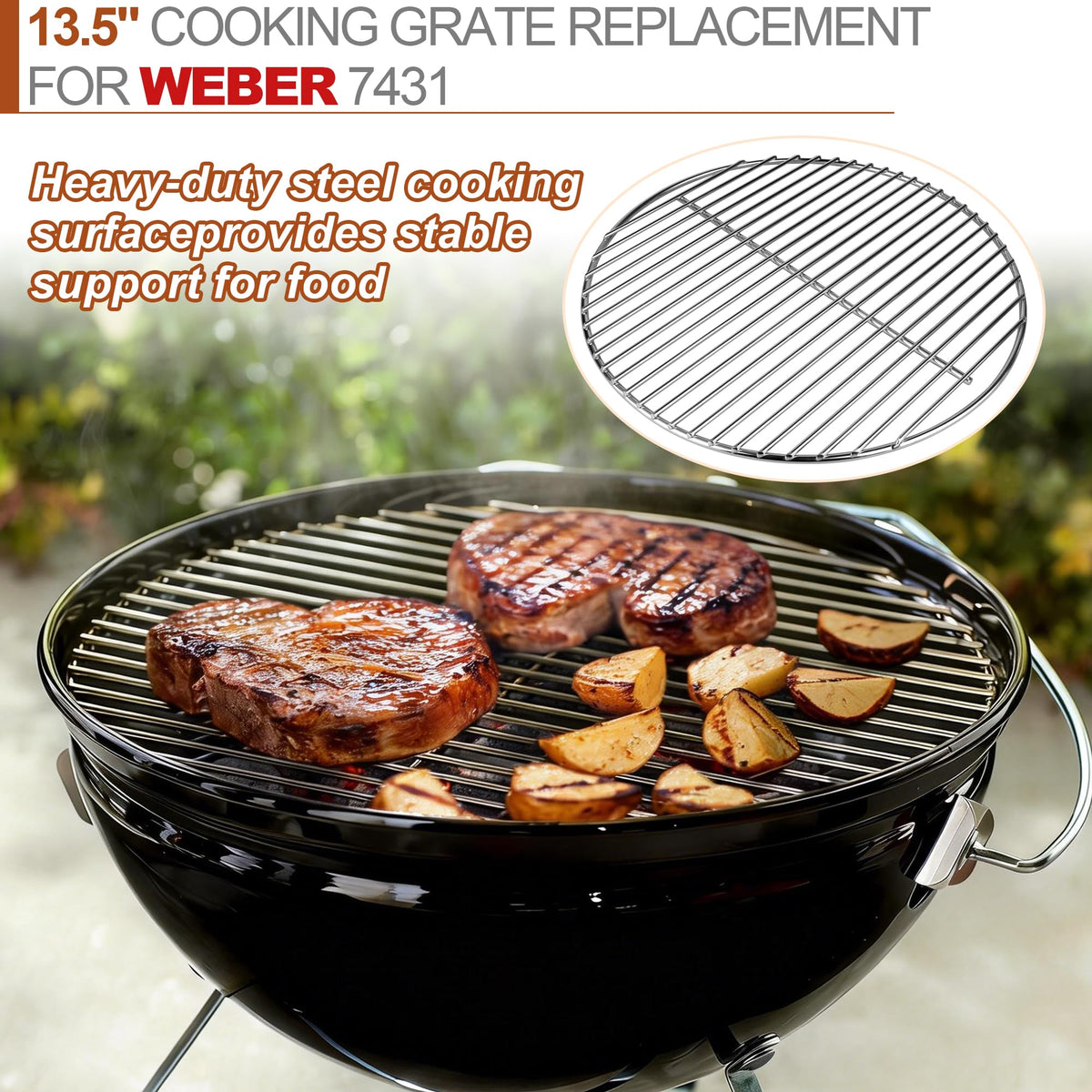 Dinlon 10-5 inch charcoal grate improves airflow for cleaner burns and steadier temperatures