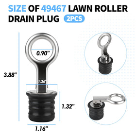 Dinlon 1-1/4 inch drain plug helps keep lawn rollers level during use.