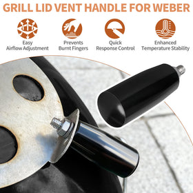 Dinlon cool touch damper handle on Weber kettle vent aids smooth temperature adjustment