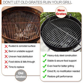 Dinlon heavy-duty steel grates resist warping during high-heat grilling