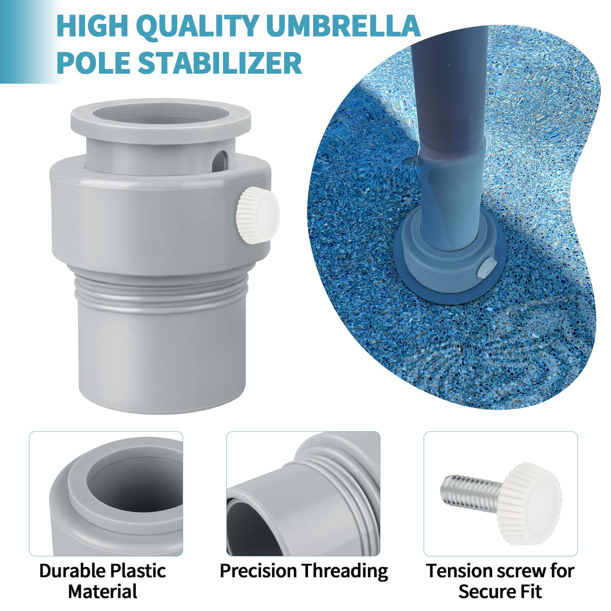 Dinlon pool ledge stabilizer gray blends with poolside decor for steady shade.