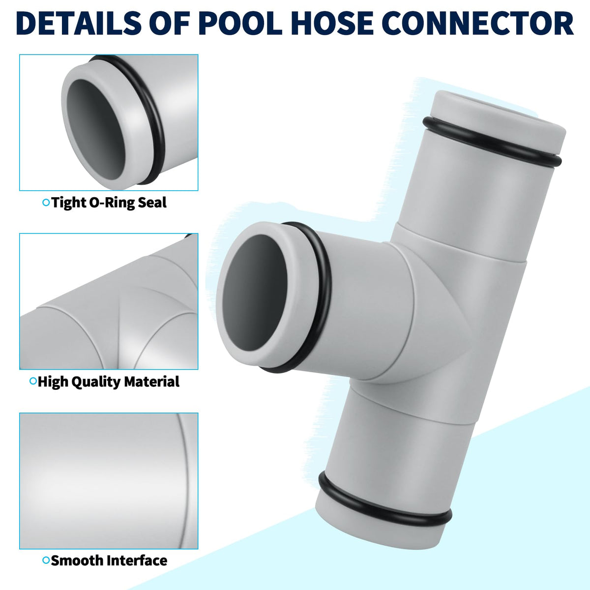 Dinlon O-rings and seals ensure a watertight connection for pool hoses.