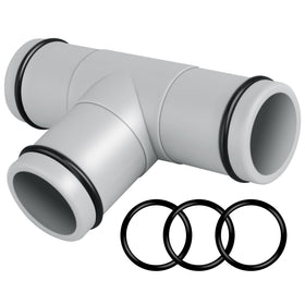 Dinlon T Joint Pool Hose Connector with three heads for 1.25 inch hoses, quick, leak-free setup.
