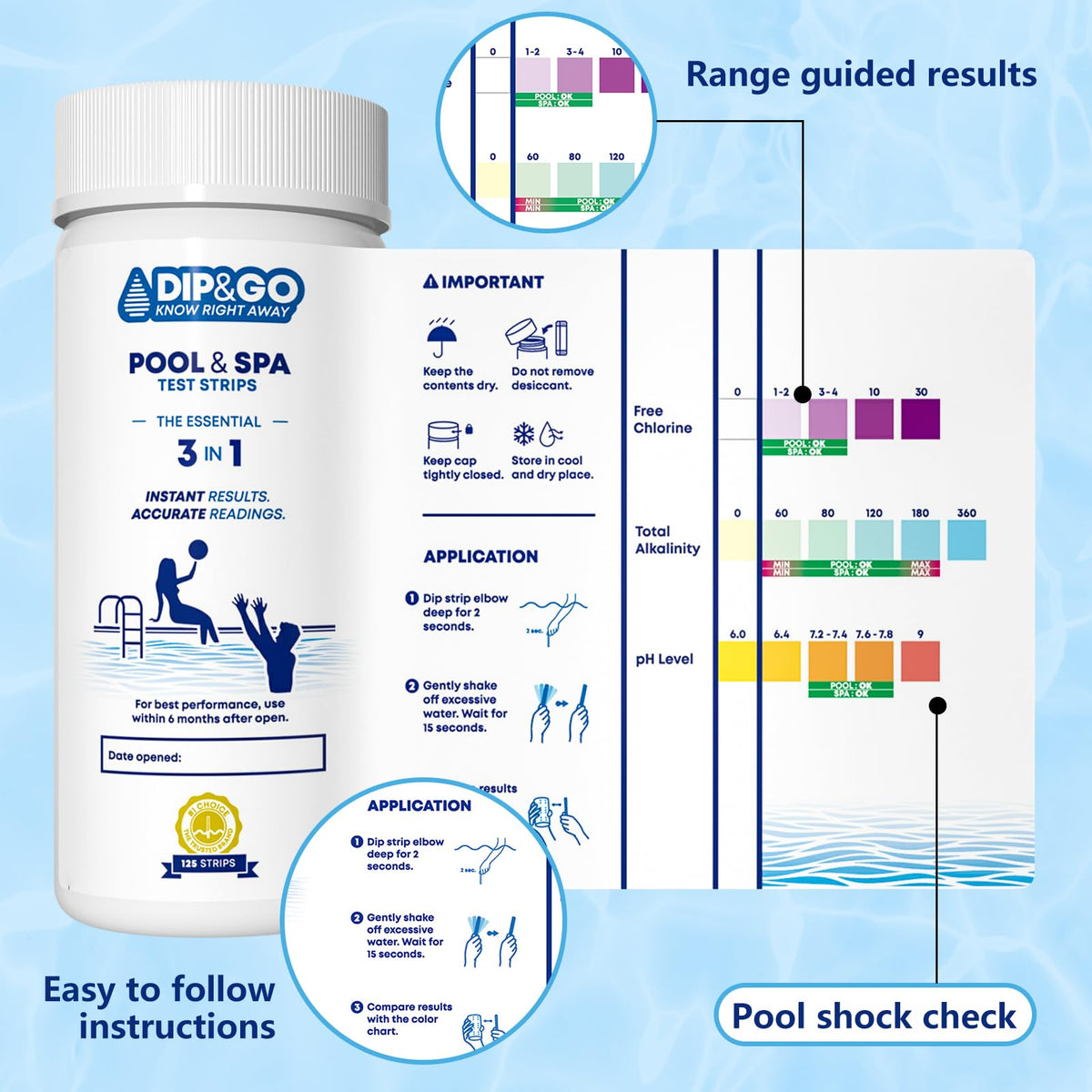 DIP&GO saltwater pool testing gives reliable readings in warm water