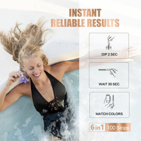 Dipstik color pads guide users to balanced water safely and efficiently.
