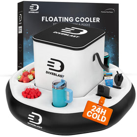 DIVEBLAST floating cooler poolside keeps drinks cold for hours.