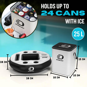 River float setup with DIVEBLAST cooler keeps beverages within reach on adventure.